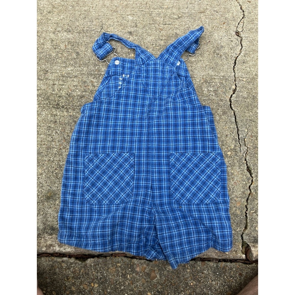 VTG Disney Winnie The Pooh Plaid Camping Hiking Overalls Y2K 6-9 Months Cotton - Picture 4 of 8